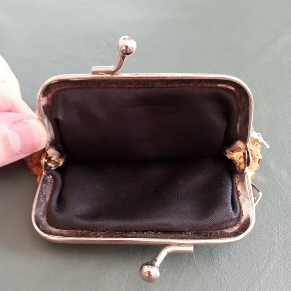Little Gold Sequin Coin Purse Vintage Antique Old stocking gift for woman girl - Picture 5 of 10